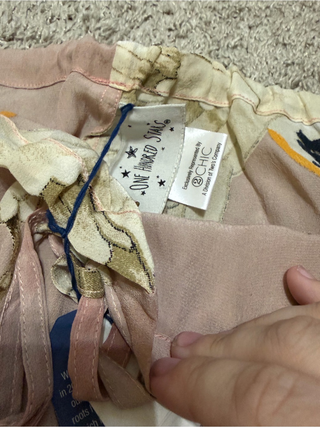 One Hundred Stars 2 Chic Flowy Crane Print Lounge Pants Nwt — image 3 of 4